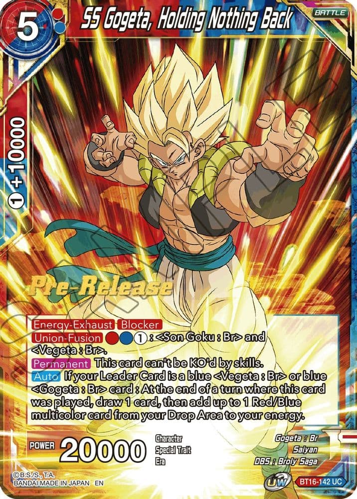 SS Gogeta, Holding Nothing Back (Pre-Release)