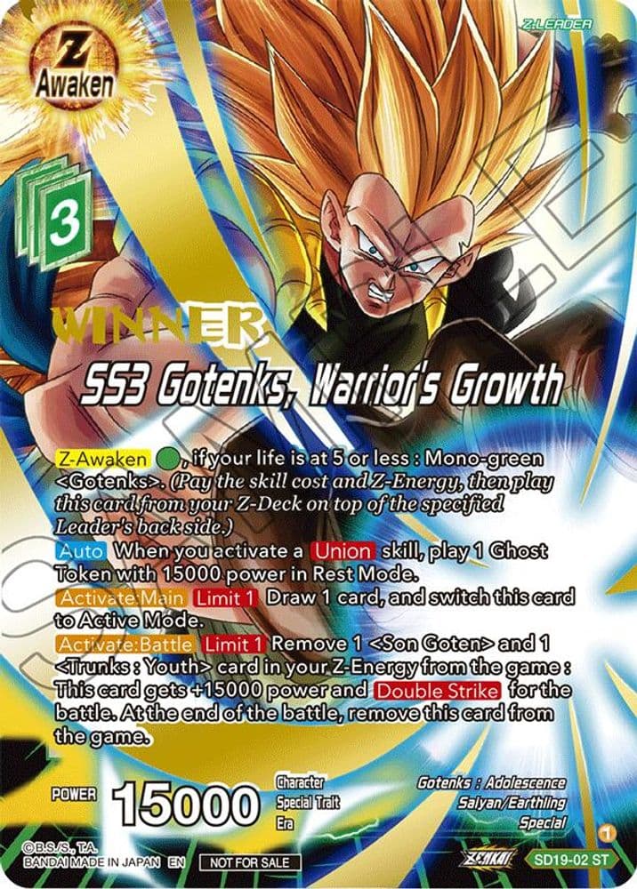 SS3 Gotenks, Warrior's Growth (ZENKAI Celebration Winner-Stamped)