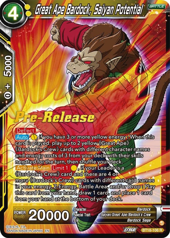 Great Ape Bardock, Saiyan Potential (Pre-Release)