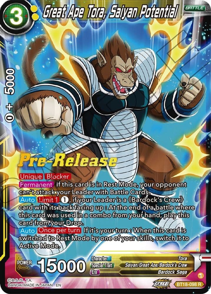 Great Ape Tora, Saiyan Potential (Pre-Release)