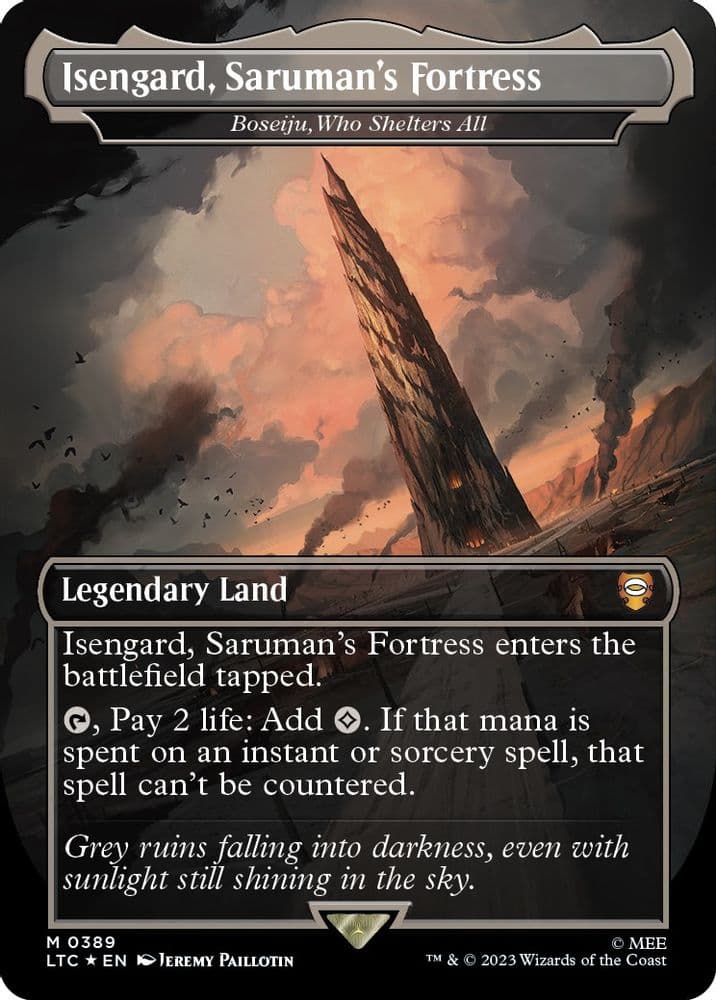 Isengard, Saruman's Fortress - Boseiju, Who Shelters All (Borderless · Surge Foil)