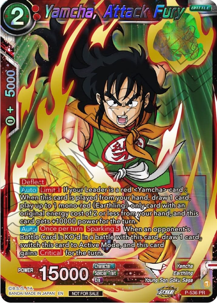 Yamcha, Attack Fury (Championship Selection Pack 2023 Vol.2 · Gold-Stamped Shatterfoil)