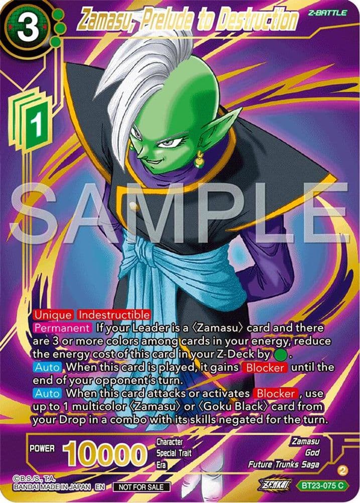 Zamasu, Prelude to Destruction (Championship 2024 Finals Zenkai Pack · Gold Stamped)