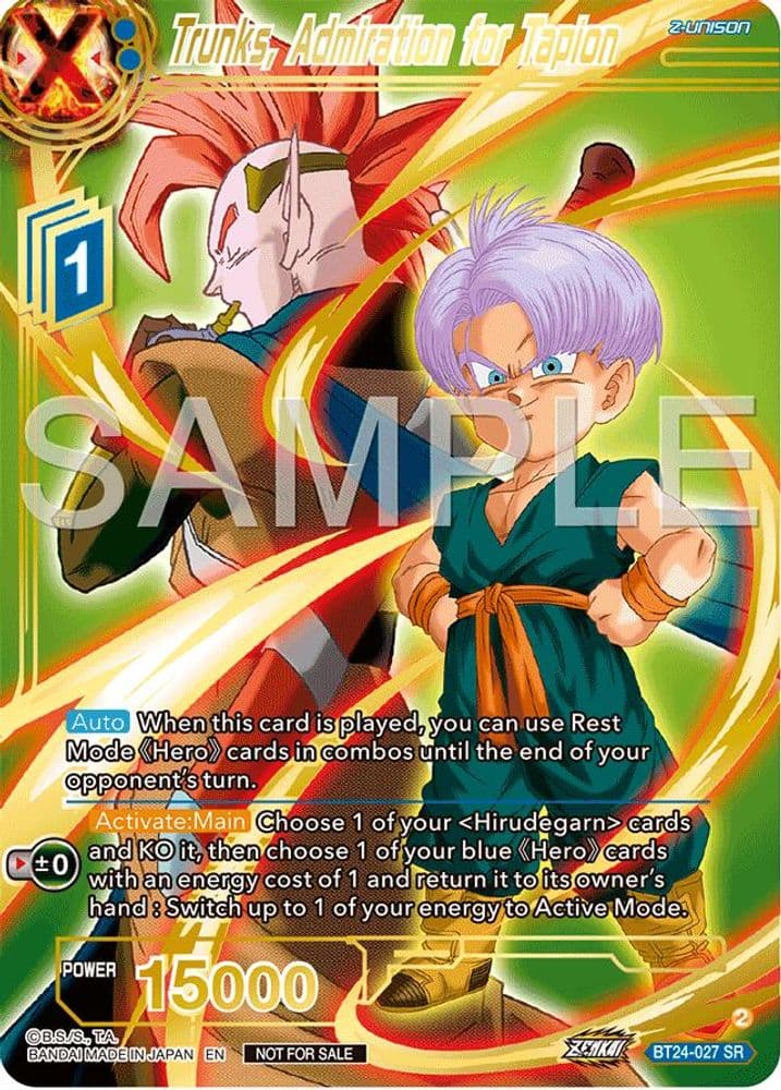 Trunks, Admiration for Tapion (Championship 2024 Finals Zenkai Pack · Gold Stamped)
