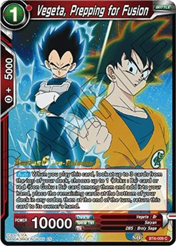 Vegeta, Prepping for Fusion (Pre-Release)