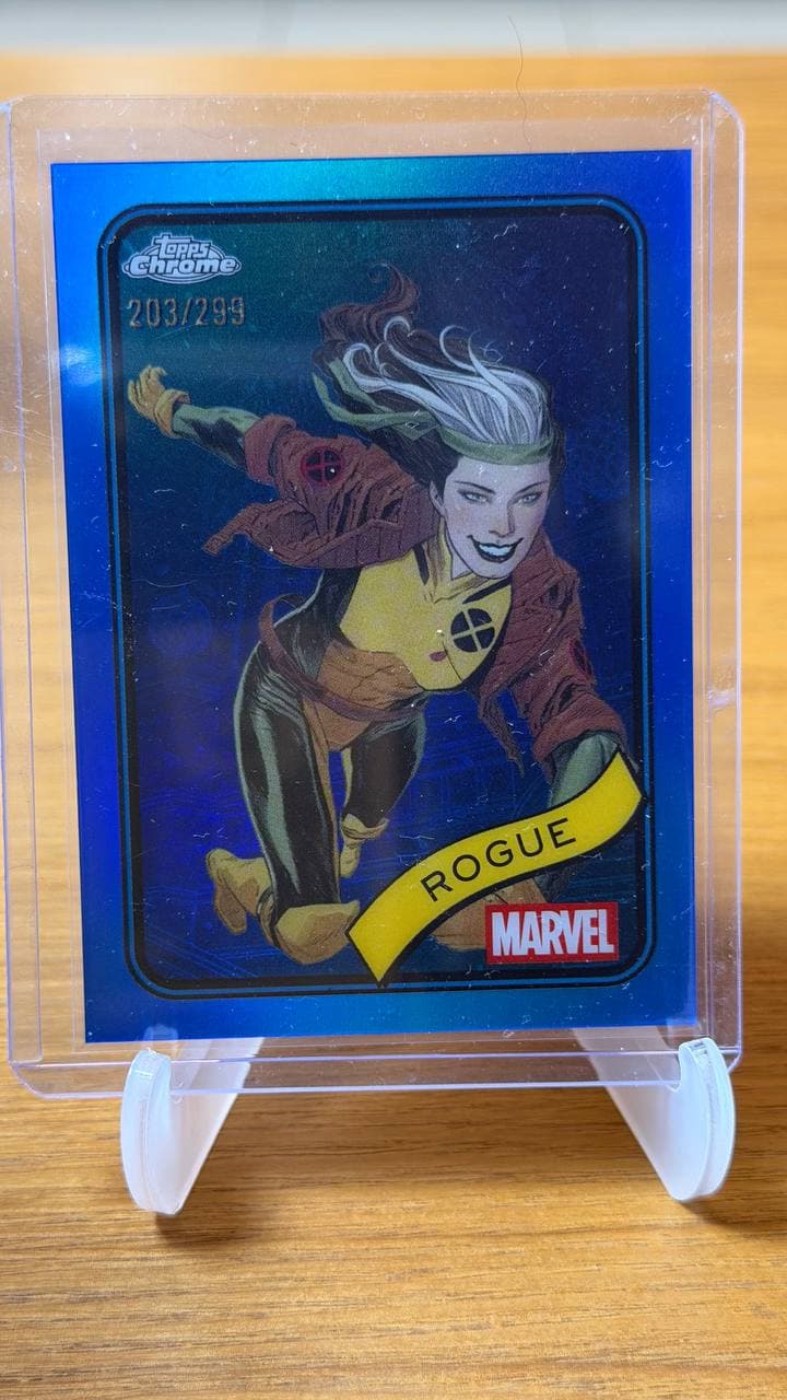 2025 Topps Chrome Marvel Blue Refractor 203/299 Rogue #189